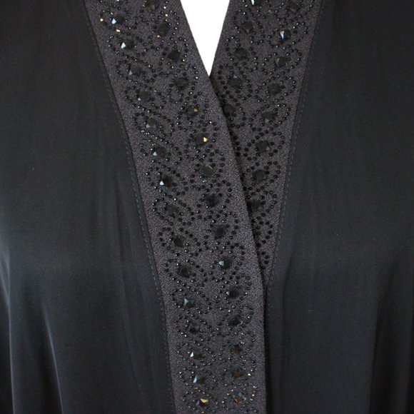 Beaded Kaftan Dress Size M/L Custom Abaya Black Long Sleeve Approx. Formal D199 - Picture 8 of 12